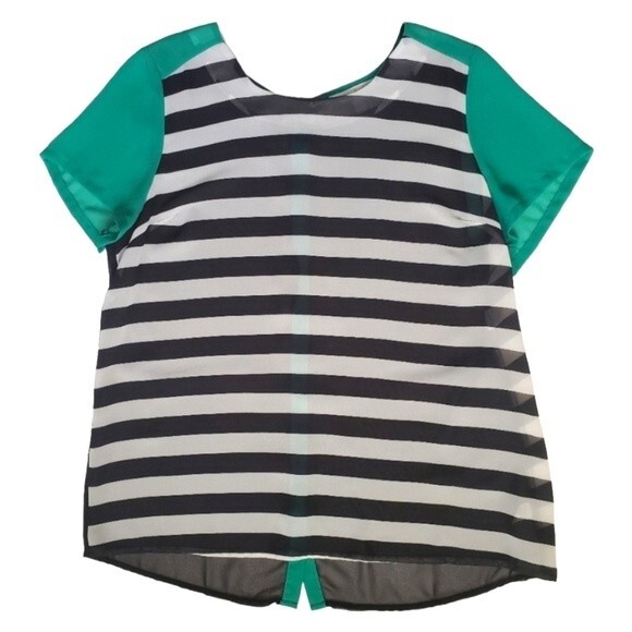 Charming Charlie Striped Sheer Top W Back Buttons - L - Picture 3 of 9